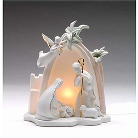 Appletree Design Bethlehem Holy Family Nativity, Lighted, 7-1/2-Inch Tall, Includes Light Bulb and Cord