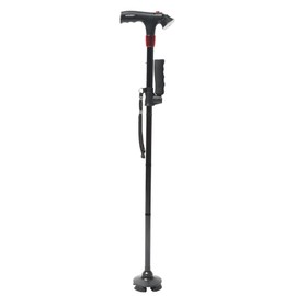Premium Travel Lightweight Folding Walking Cane with LED Flashlight - SOS Alarm - W/Non Slip Flexible Cane Tip & Extra Handle