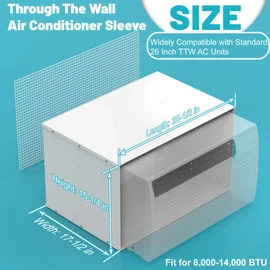 Chiligent Through The Wall Air Conditioner Sleeve, 26 Inch AC Wall Sleeve with Vent Mesh, Universal Wall Air Conditioner Sleeve for TTW, Weather-Resistant & Insulated AC Accessories