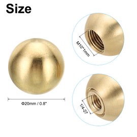 PATIKIL 20mm Ball Lamp Finials Caps Knob, 1 Set Solid Brass Lamp Shade Top Decoration Screw Cap Nuts with Brass Reducing Adapter for Table Floor Lamps