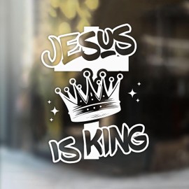 Jesus is King Crown Car Decal Christian Religious Bible Verse Gifts Car Mirror Decals Accessories Affirmations Funny Vinyl Waterproof 8 Inches Bumper Decal Gifts for Mom Dad Friend Coworker