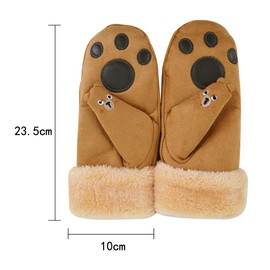 AiSi Women Winter Suede Thermal Mittens Fleece Lined Warm Gloves with Turn Back Cuff …