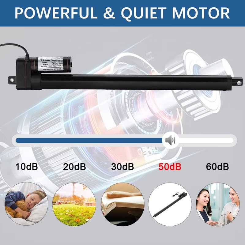 JQDML 6 Inch 6" Stroke Linear Actuator IP65 Waterproof Heavy