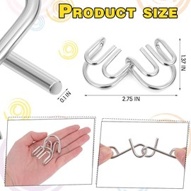 Metal Wire Puzzle Set of 8 with Pouch, Brain Teaser Puzzles IQ Test Ring Disentanglement Unlock Interlock Game Trick Metal for Party Favor Challenge(A
