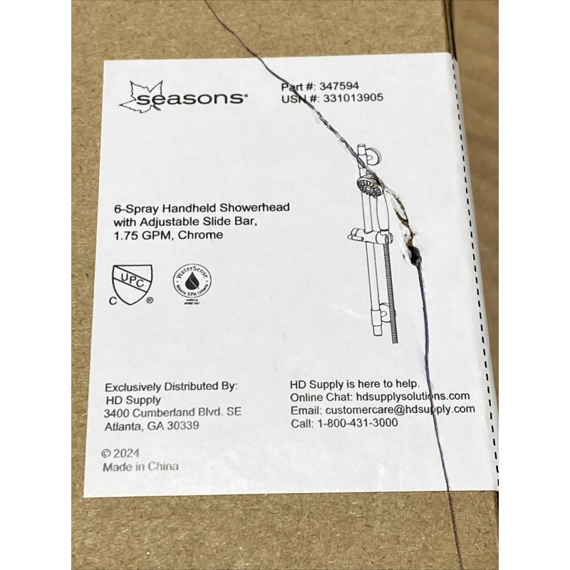 Seasons 6-Spray 1.75 GPM Handheld Showerhead With Adjustable Slide Bar
