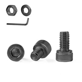 GOHODOMINO M6×14mm Socket Head Cap Screws, Nuts, Flat Washers, 20Pcs, 304 Stainless Steel 18-8, Fully Threaded Bolts, Black Oxide, with Hex Spanner