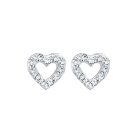 Elli Women's Sparkle Heart Stud Earrings with Crystals, Sterling Silver, Crystal