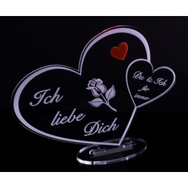 "Für die Beste Mama der Welt" Laser-Engraved Heart Shaped Acrylic Plaque, Perfect for Mother's Day or Christmas, 205 x 170 mm