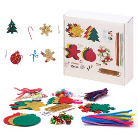 Christmas Arts and Crafts Supplies for Kids, 190+ Pcs Christmas Craft Party Kit with 12 Felt Shapes and Assorted Accessories, Xmas Activities DIY Crafting Kit for Holiday Favor Supplies