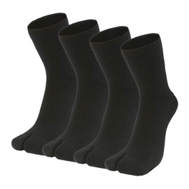 WIOIW Men's Tabi Socks, 2 Toe Socks, Socks, Sweat Absorbent, Quick Drying, Set of 4 Pairs, #1 (4 black)