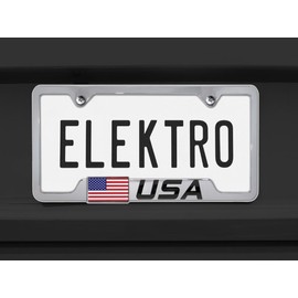 Elektroplate Patriotic USA American Flag Chrome-Plated All-Metal Open Corner Premium 3D License Plate Frame Tag Holder for Cars/SUVs/Trucks Weather-Proof Automotive Accessory