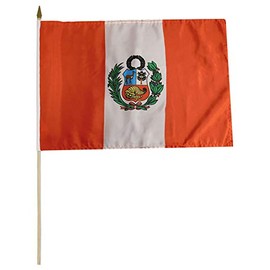 Trade Winds Peru Country 12x18 12"x18" 100D Polyester Stick Flag 30" Wooden Staff