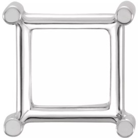 JewelryMaven 6mm Square Princess Cut Pre Notched 14k White Gold Basket 4 Prong Setting Mount