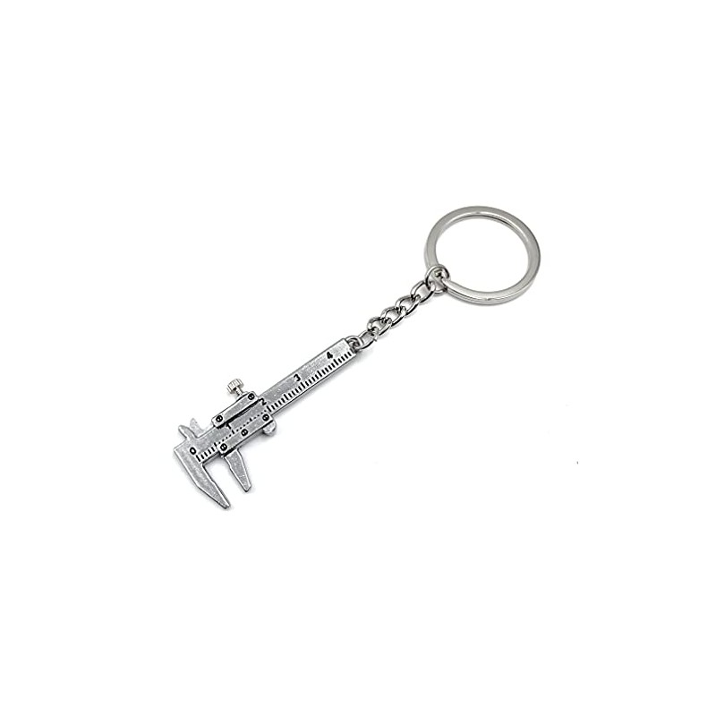H-Customs Tool Vernier Calliper Fine Caliper Silver Keyring Pendant, silver
