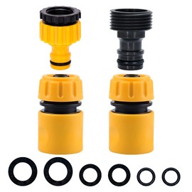 Hose Tap Connector Fitting, Outside Tap Connector 1/2 and 3/4 Outdoor Tap Kit & Hose Quick Connectors Faucet Adapter 3/4 Male Watering Hosepipe Nozzle Attachments for Garden Hosepipe