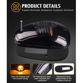 Partsam Cab Marker Light, Smoke Lens Eye Shape Amber 13 LED Cab Roof Running Lights Assembly [Universal Fit] Compatible with 2003-2018 Dodge Ram 2500 3500 Pickup Trucks