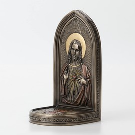 Veronese Design 8 1/4" The Sacred Heart of Jesus Resin Sculpture Bronze Finish Standing Plaque Single Bookend