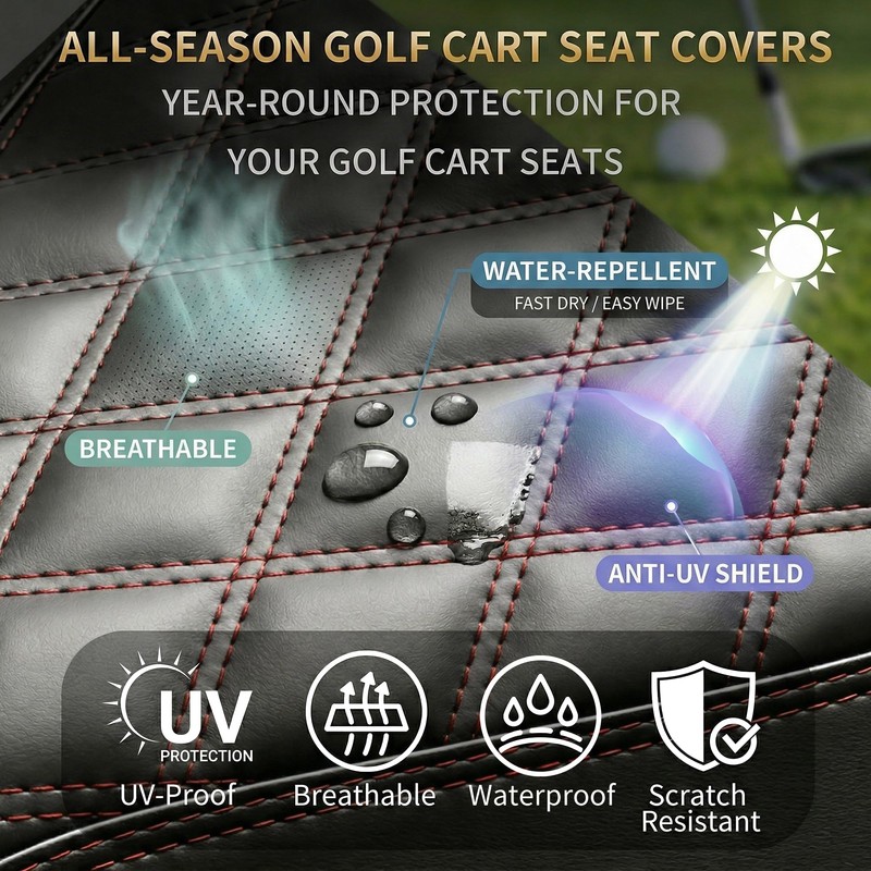 SugarFox 4PCS Golf Cart Seat Covers - Staple-Free Easy Install