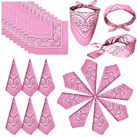 ILHSTY 32 Pcs Women Men Paisley Bandanas Bulk Unisex Cowboy Bandanas Head Scarf Necktie Face Cover Party Supplies (32, Pink)