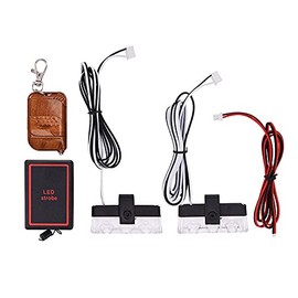 Riloer 16 LED Car Strobe Flash Light, 12V Dash Police Security Warning Lamp for Red and Blue Motorcycle Car