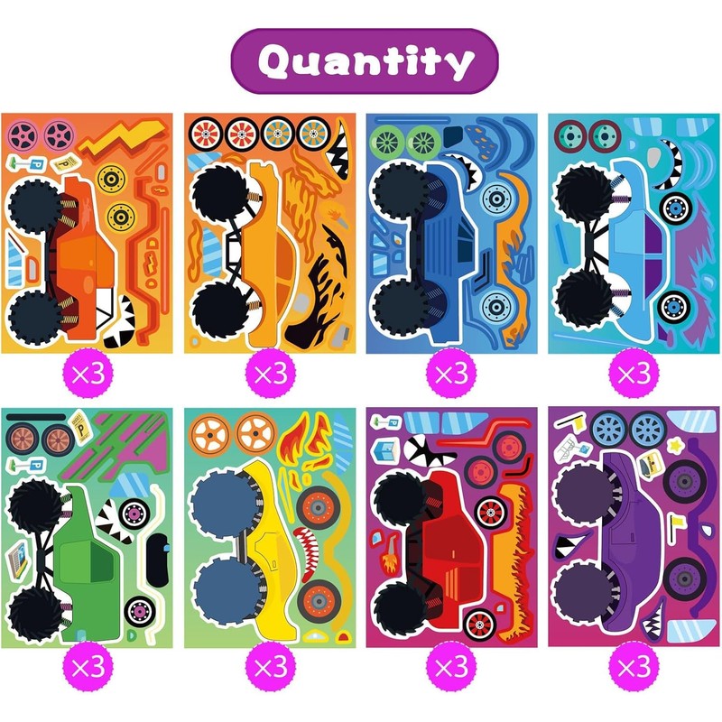 Cartoon Make a Face Stickers, 24 Pieces DIY Puzzle Stickers,