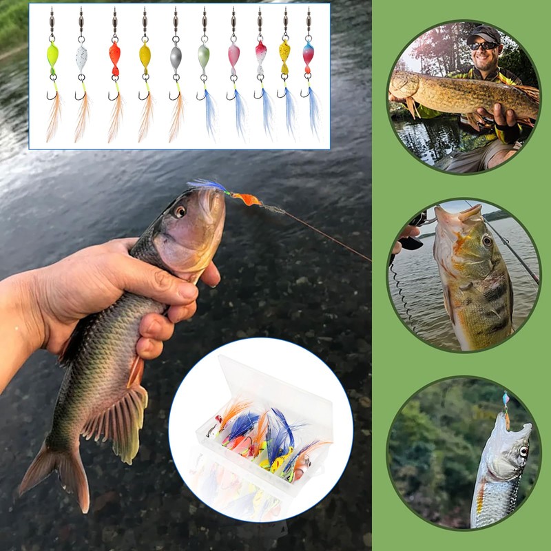 Sunsorld Spoons Trout Bait Pack of 10, Rubber Fish Fishing