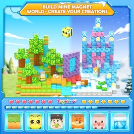 Magnetic Blocks 150PCS with Magnetic Board Boys Toys Ages 3-5 6-8 10-12 STEM Building Kids Toys, Build Mine Magnet World Educational Gift for Boys and Girls Ages 3+