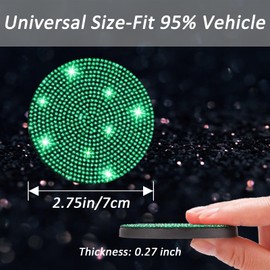 Piburth 4PCS Bling Car Cup Holder Coaster, 2.75 inch Anti-Slip Shockproof Bling Crystal Rhinestone Insert Car Cup Coaster, Automotive Interior Accessories for Womens Girls (Green)