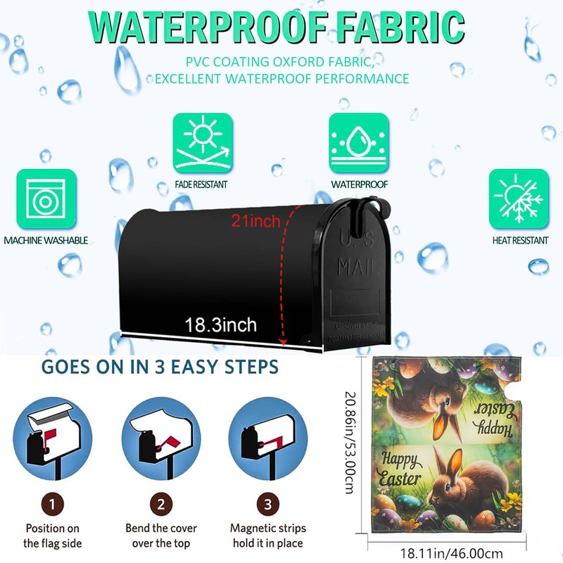 Magnets Easter Bunny Eggs Mailbox-Covers - Standard Size 18 X