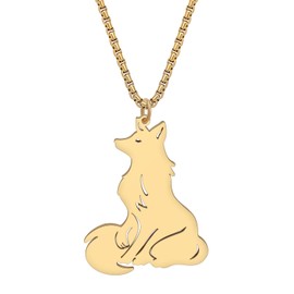DALANE Stainless Steel Cute Polar Fox Necklace Fashion Pendant 18K Gold-Plated Animals Jewellery for Women Girls Charms Gifts, Stainless Steel, No Gemstone