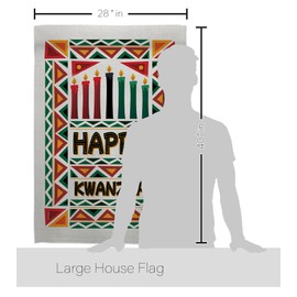 Kwanzaa Indoor Decor Banner Room Wall Art Patio Porch Lawn Garden Flag Outdoor Decorations Tapestry Yard Signs Black History Kinara Candles Celebrates African Americans Heritage Made in USA