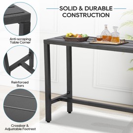 Sumshadow Outdoor Bar Table, Patio Console Pub Height Tables with Powder Coated Steel Frame, Weather Resistant Waterproof Top for Hot Tub, Balcony, Garden, Yard, Poolside (Grey, 55" Bar Table)