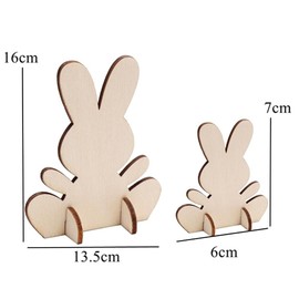 Loopunk Wooden Crafts Decoration 3D Stereoscopic Ornament Easter Bunny Wood Chip DIY, Wooden Tags for Craft Projects, Hanging Decorations, Painting, Staining.