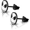 316L Surgical Stainless Steel Jack Skellington Round Circle Button Stud