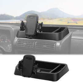 Hoolcar Soporte de radio para teléfono móvil Walkie Talkie Soporte de teléfono móvil multifuncional para Jeep Wrangler TJ 1997-2006, color negro