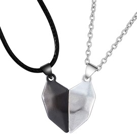 MJartoria Matching Necklaces for Couples-Heart Pendant Necklaces Anniversary Valentines Day Gifts