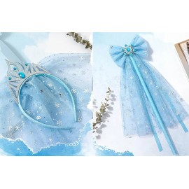 SUJAYU Sheer Fabric, Snowflake Silver Foil Organza Fabric, Snowflake (59" x 118", Blue)