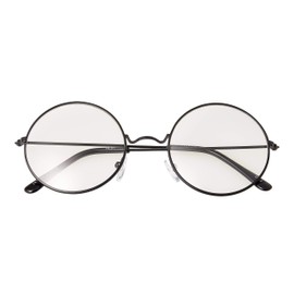 Adults Fancy Dress Round Glasses Aesthetic Glasses Adult Fancy Dress Metal Framed Classic Wizard Round Fake Glasses with Lenses World Book Day Characters Adults Geek Glasses Nerd Glasses Retro