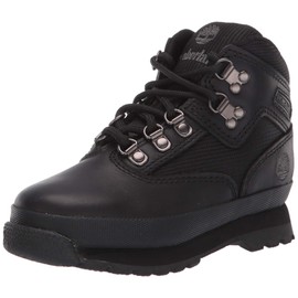 Timberland Euro Hiker Leather and Fabric Boot (Toddler/Little Kid/Big Kid),Black,5 M US Big Kid