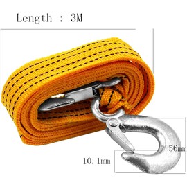 YSY 1Set 51005A Heavy Duty Tow Strap with Safety Hooks | 2” x 10’ | 6600 LB Capacity | Polyester (car Towing)