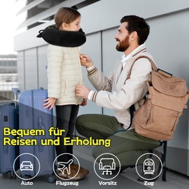 MUFEIRUO Black Cat Neck Pillow Children, Soft Animal Travel Pillow Children Sleeping Neck Pillow Aeroplane Neck Pillow for Car Cute Children U-shaped Neck Squirrel for Long Travel