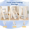Dollate Foldable Adjustable Toddler Step Stool with Safety Rail, Anti-Slip