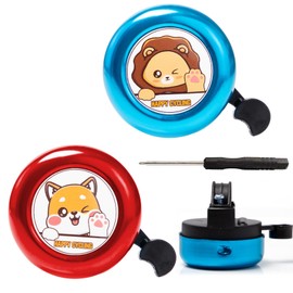 Pack of 2 Children's Bicycle Bell, Crisp and Loud Bell, Bicycle Bell, Children's Bell, Cartoon Animals, Bicycle Bell, Children Girls Boys, Bicycle Horn Children, with Mini Screwdriver