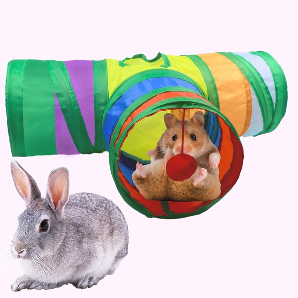 AOKUY Guinea Pig Tunnel & Tubes, Collapsible 3 Way Rabbit