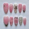 24 Pcs Medium Almond Press on Nails Pink Fake Nails