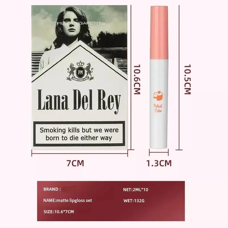 10pcs Labiales Lana Del Rey Juego De Lápiz Labial Mate
