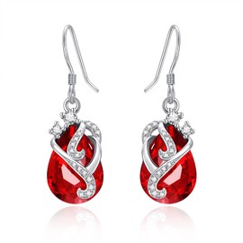 Ruby Earrings S925 Sterling Silver Ruby Jewellery for Women Garnet Earrings for Women Red Crystal Earrings Gift for Women