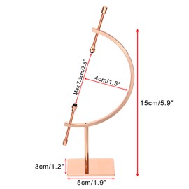 JUXYES Metal Sphere Holder Caliper Stand, Hold Max to 2-7/8, Rose Golden Caliper Style Display Stand for Mineral, Ornament, Gem, Shell, Coin, etc