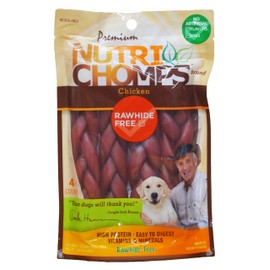 Scott Pet Nt013 Nutri Chomps Braid Chicken Flavor Dog Chew (4 Count), 6"