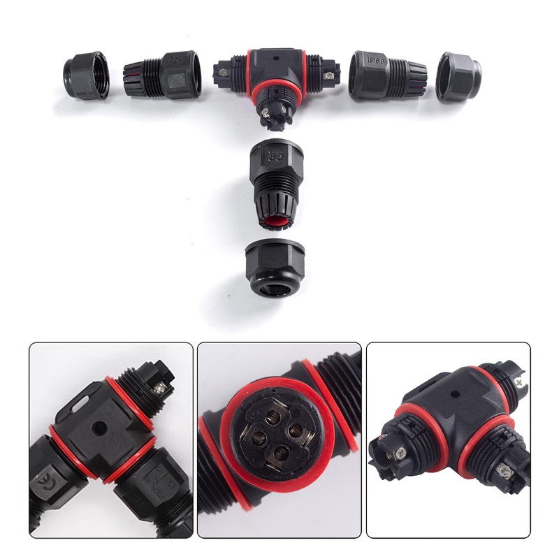 Danfetsoy Waterproof Junction Box 3 Way, 4pin Junction Box Outdoor